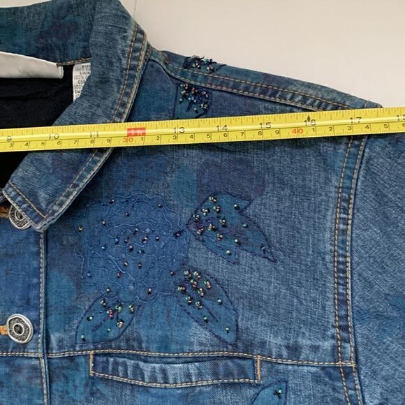 Chico’s Design Embellished Denim Jacket Size 1 (M) - Picture 4 of 11